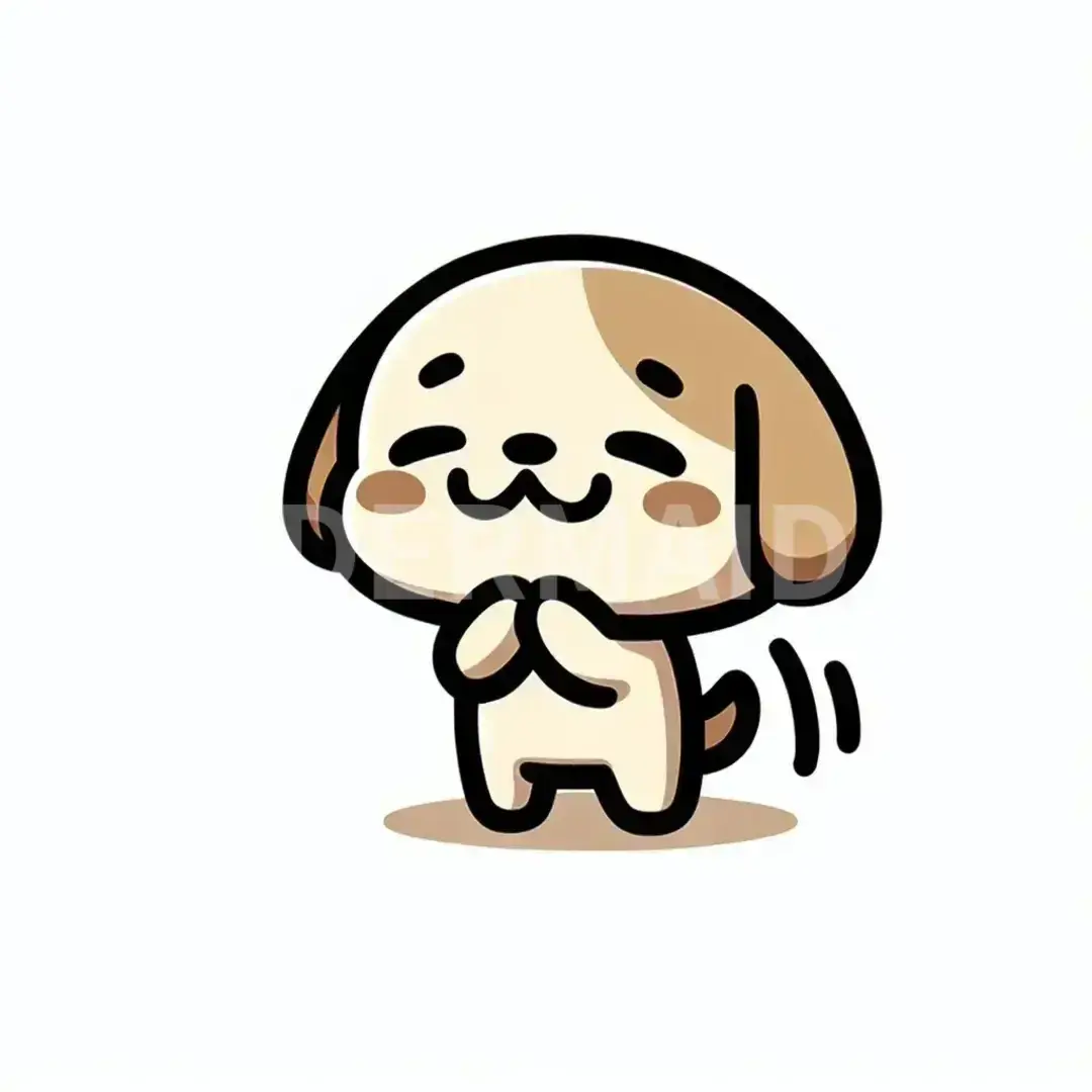 ちびキャラLINEスタンプメーカー - どんなイラストを生成したい？: 犬 お辞儀 / 表情を選択してください。: 笑顔 - 幸せや友好的な感情を示す。 - AI画像 クラウドワークスAI