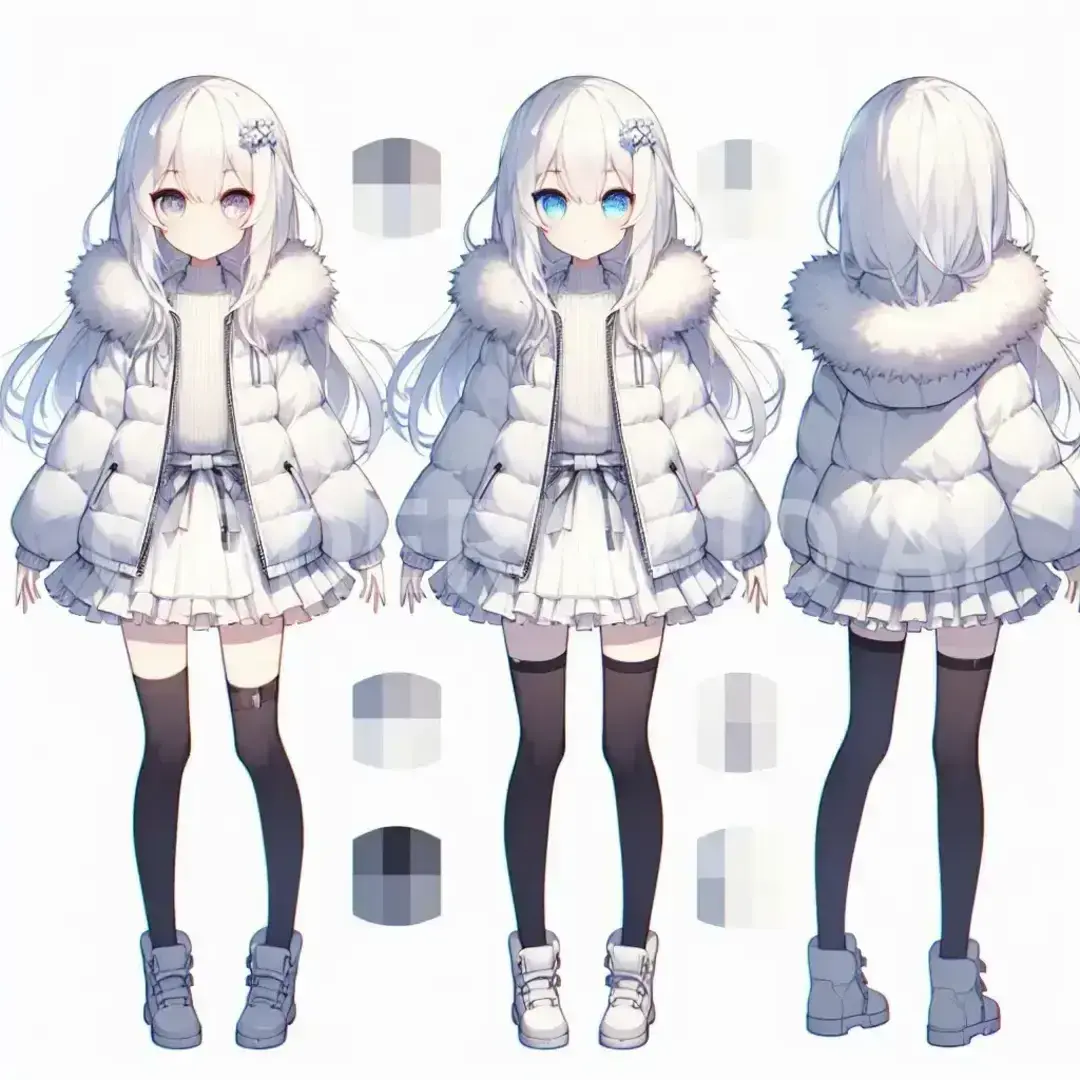 ロリ AI Vtuberの立ち絵メーカー - どんなイラストを生成したい?: 白髪 オッドアイ ロリ | クラウドワークスAI(旧:オーダーメイドAI)