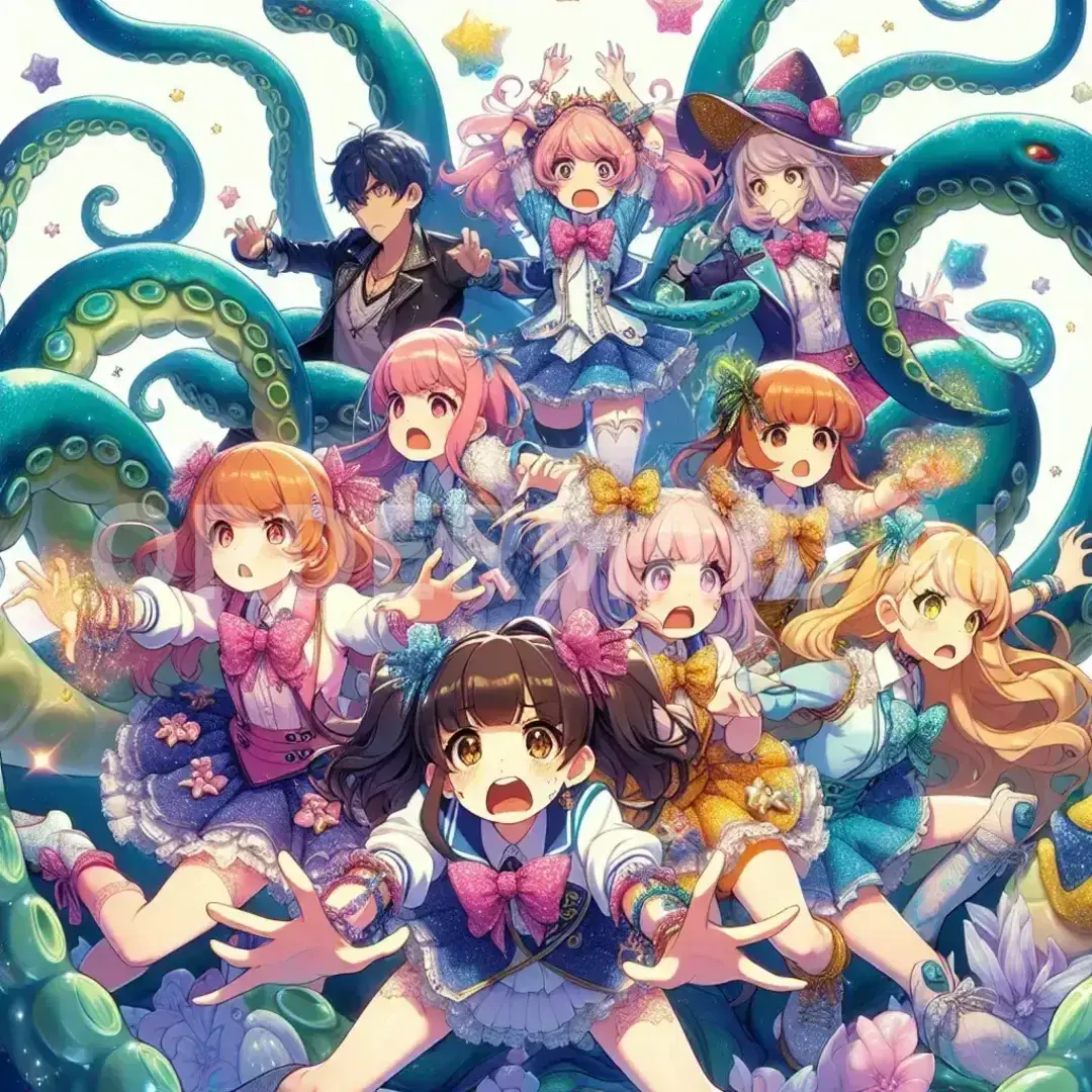 なんでも自由に生成 - 生成したい画像の指示を入力: 触手に縛られるプリキュア - AI画像 クラウドワークスAI