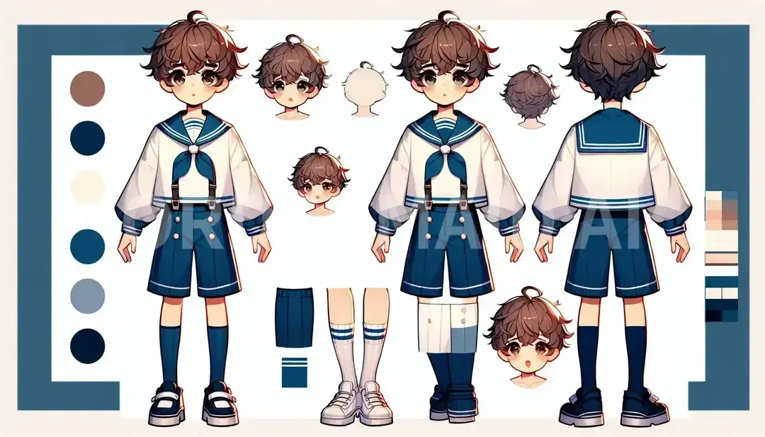 Vtuberの立ち絵メーカー - どんなイラストを生成したい？: セーラー服 スパッツ - AI画像 クラウドワークスAI