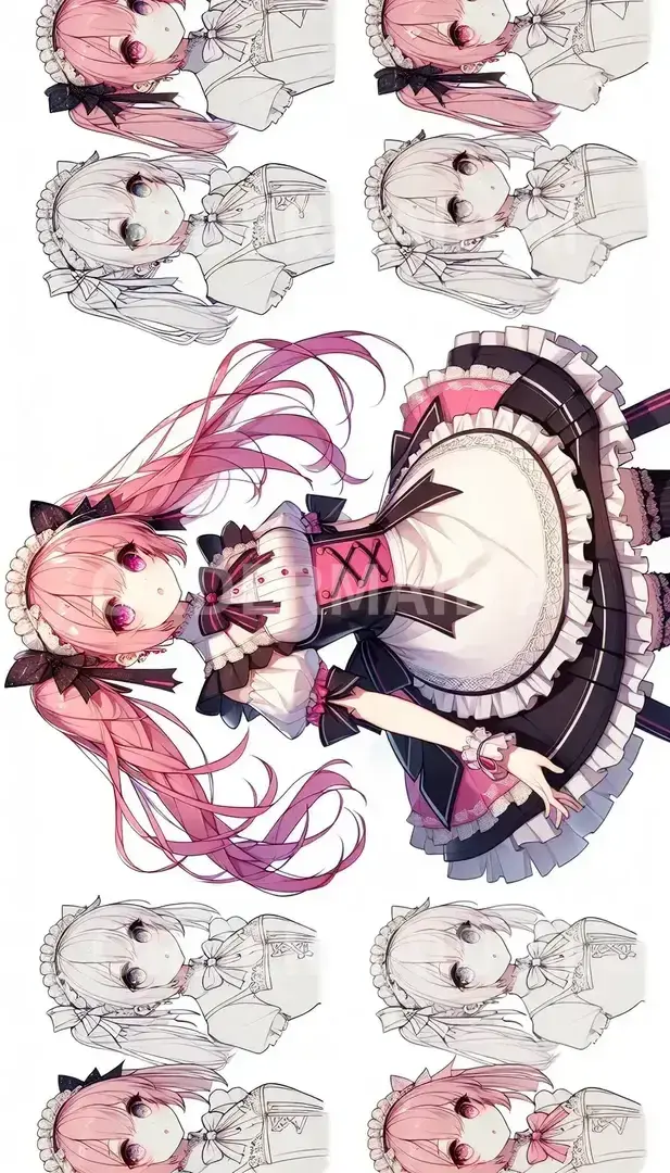 Vtuberの立ち絵メーカー - どんなイラストを生成したい？: ピンク髪 ツインテール メイド服 - AI画像 クラウドワークスAI