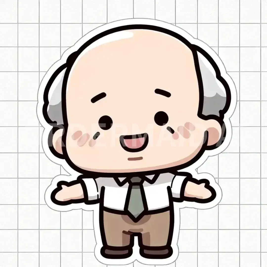 ちびキャラLINEスタンプメーカー - どんなイラストを生成したい？: 太ったおじさん / 表情を選択してください。: 笑顔 - 幸せや友好的な感情を示す。 - AI画像 クラウドワークスAI