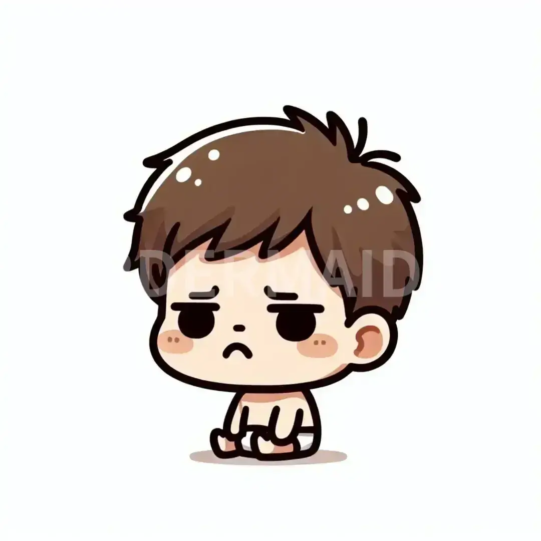 ちびキャラLINEスタンプメーカー - どんなイラストを生成したい？: 赤ちゃんがイヤイヤしてる / 表情を選択してください。: ぷんすか顔 - 不機嫌そうにふくれっ面をする。 - AI画像 クラウドワークスAI