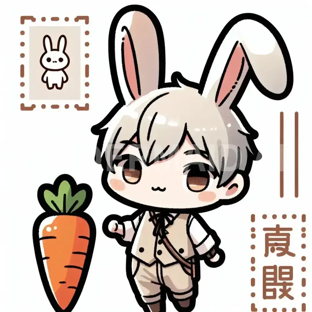 ちびキャラ - どんなちびキャラを生成したい？: うさぎと人参 - AI画像 クラウドワークスAI