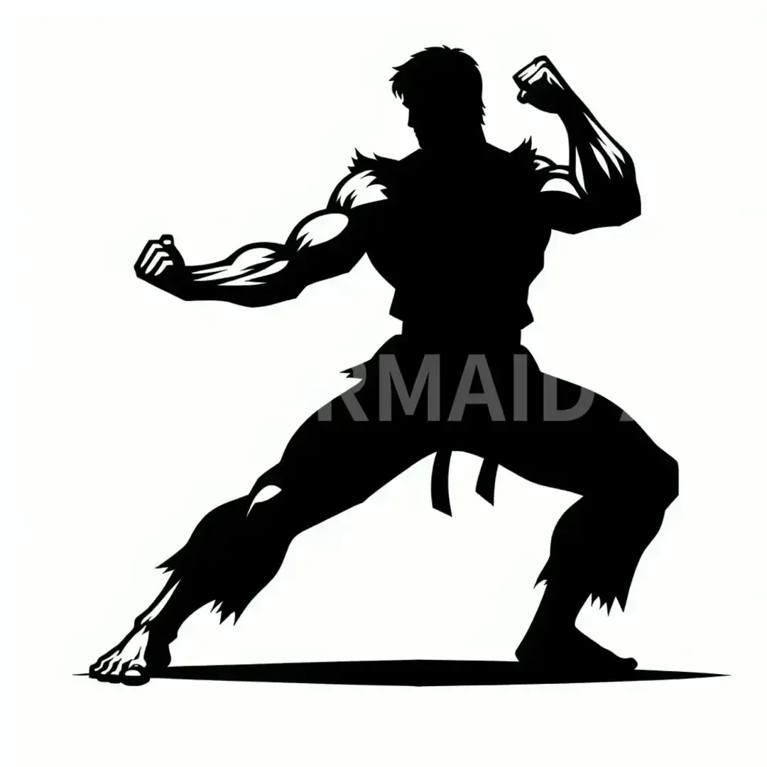 シルエットイラスト - どんなイラストを生成したい？: 豪鬼 瞬獄殺 - AI画像 クラウドワークスAI