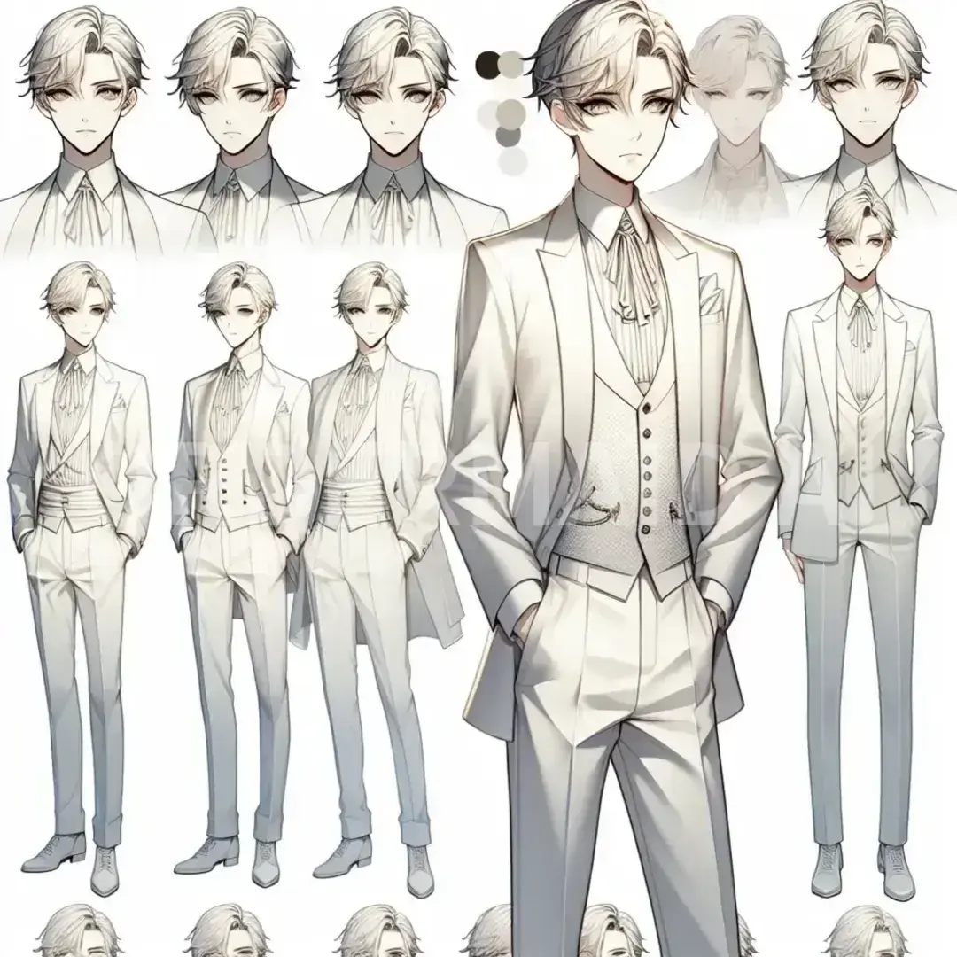 Vtuberの立ち絵メーカー - どんなイラストを生成したい？: 白い服の男 - AI画像 クラウドワークスAI