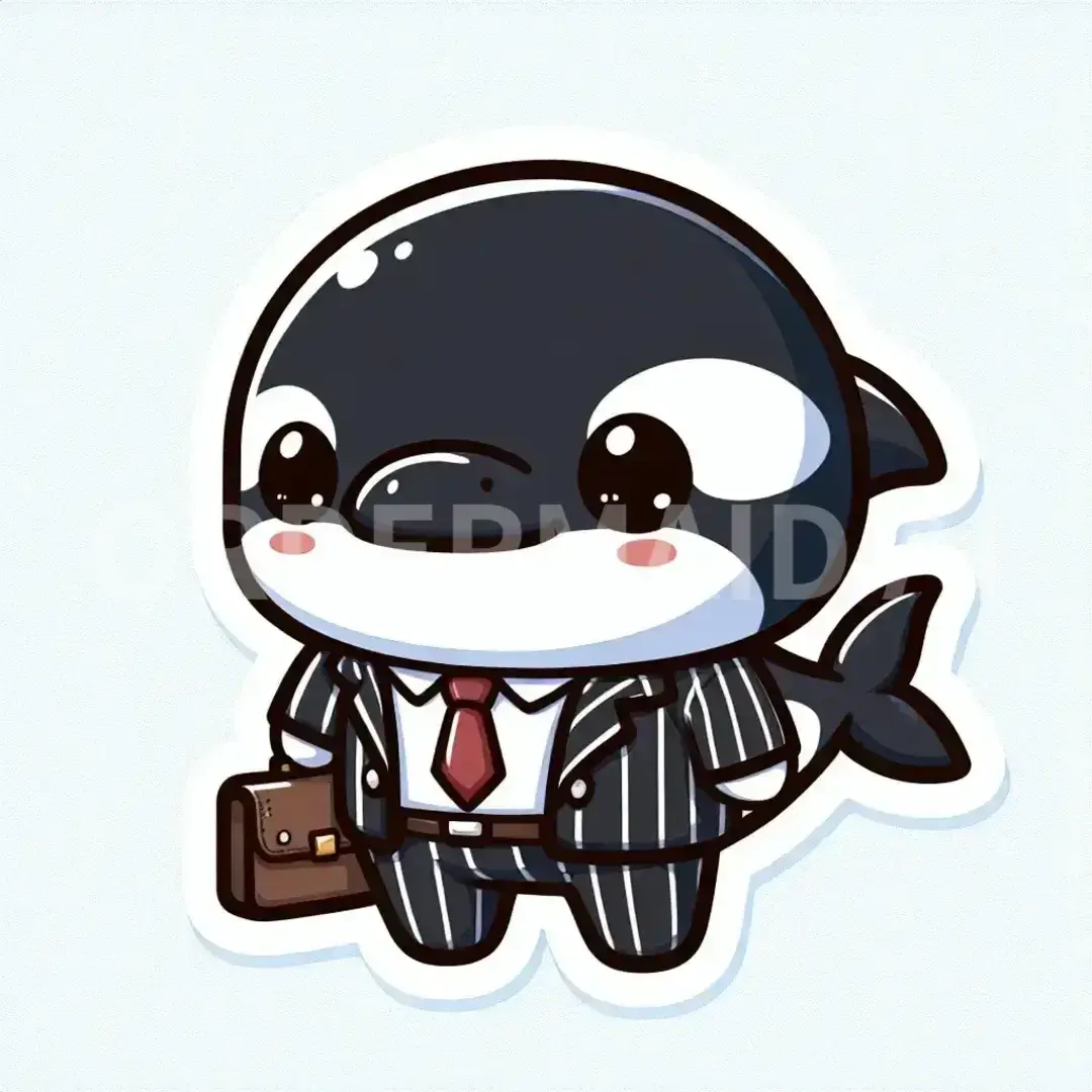ちびキャラ - どんなちびキャラを生成したい？: 擬人化シャチ　社畜　かわいい - AI画像 クラウドワークスAI