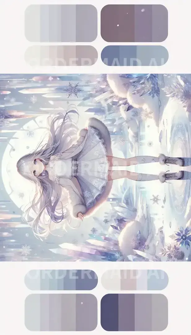 淡くて美しいキャラクターイラスト - どんなイラストを生成したい？: 女の子 銀髪 ミニスカ ニーハイ - AI画像 クラウドワークスAI