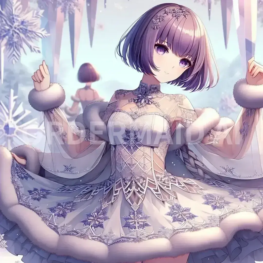 淡くて美しいキャラクターイラスト - どんなイラストを生成したい？: 紫目　紫髪　ボブ - AI画像 クラウドワークスAI