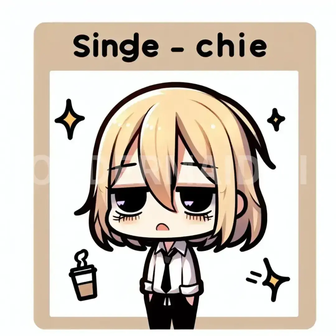 ちびキャラLINEスタンプメーカー - どんなイラストを生成したい？: 金髪ギャル / 表情を選択してください。: 疲労感 - 目の下に隈を描き、ため息をつくことで疲れを表す。 - AI画像 クラウドワークスAI