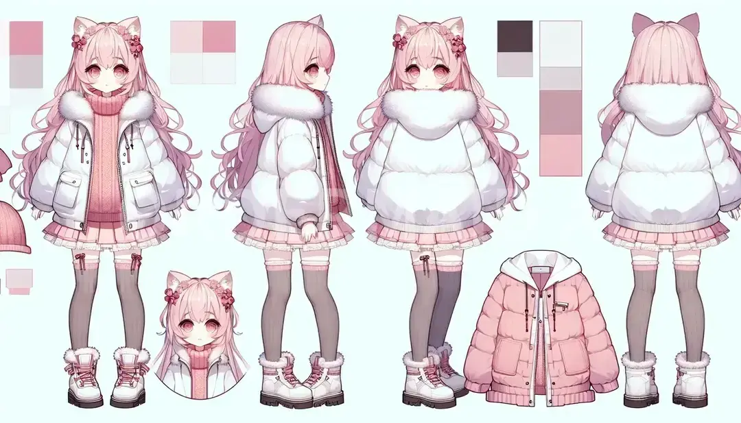 Vtuberの立ち絵メーカー - どんなイラストを生成したい？: ピンク髪 ロングヘアー ロリータファッション 可愛い - AI画像 クラウドワークスAI