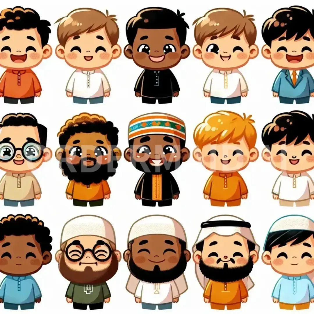 LINEスタンプメーカー2 - 生成したいキャラクター: かわいいデブの男の子 / スタイル: ちびキャラ風 - AI画像 クラウドワークスAI