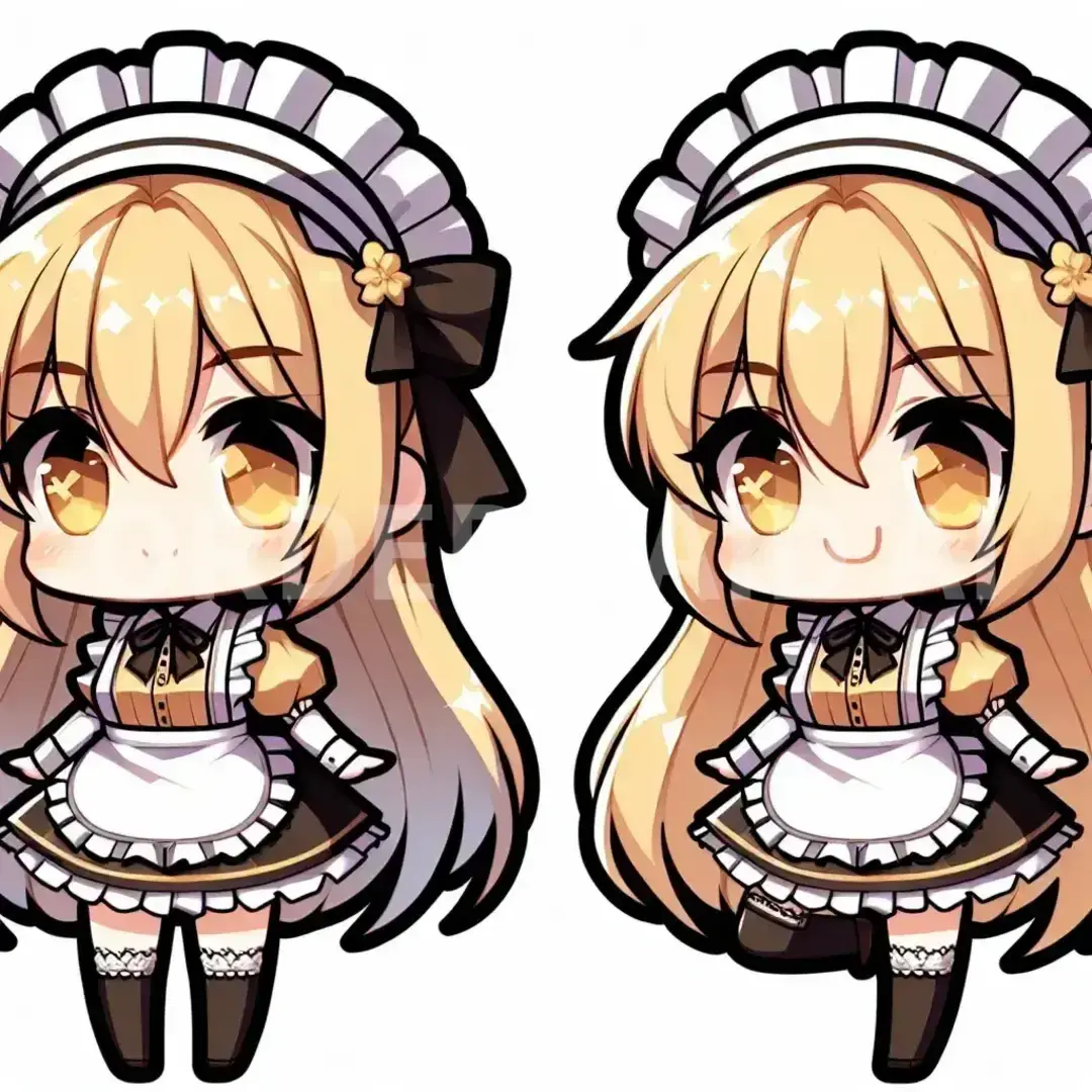 ちびキャラ - どんなちびキャラを生成したい？: 金髪のメイド服 - AI画像 クラウドワークスAI