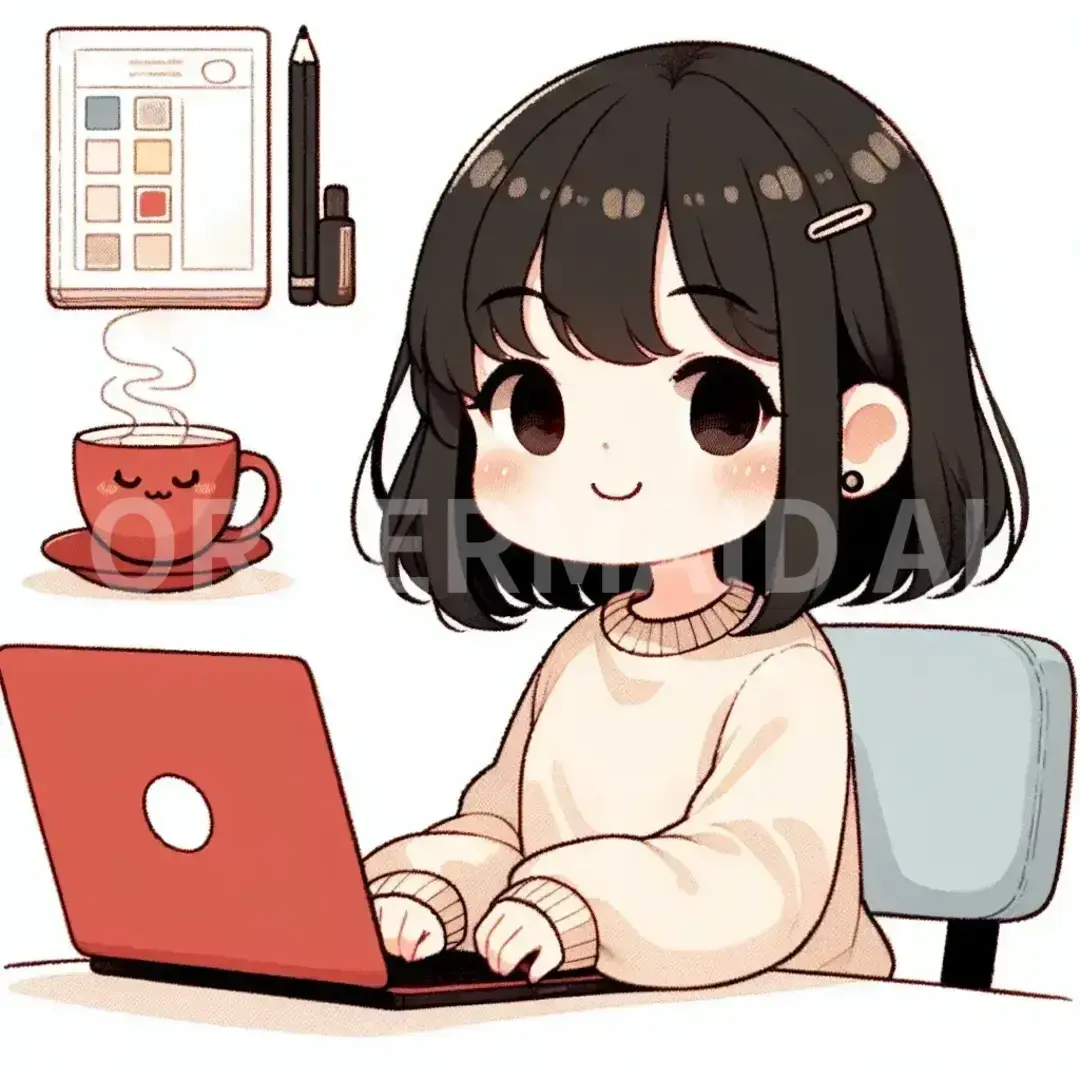 ゆるかわスケッチイラスト - どんなイラストを生成したい？: 黒髪　可愛い　女の子 - AI画像 クラウドワークスAI