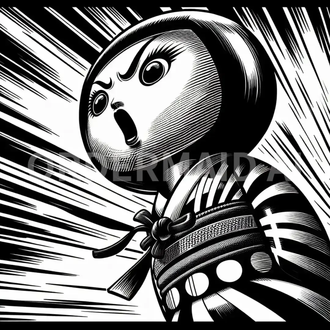 劇画風漫画イラストメーカー - どんなイラストを生成したい？: こけし - AI画像 クラウドワークスAI