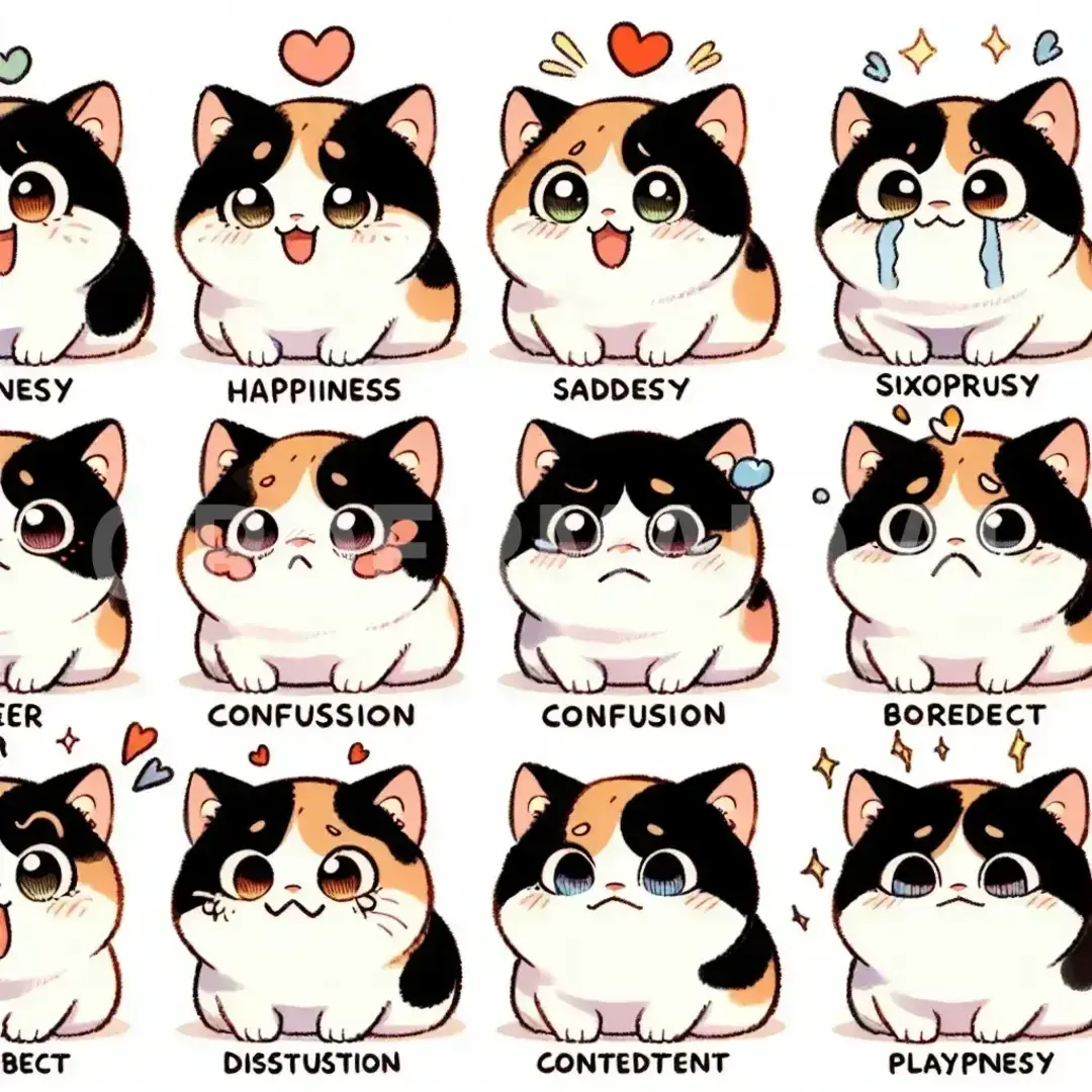LINEスタンプメーカー2 - 生成したいキャラクター: 太った三毛猫 / スタイル: イラスト風 - AI画像 クラウドワークスAI