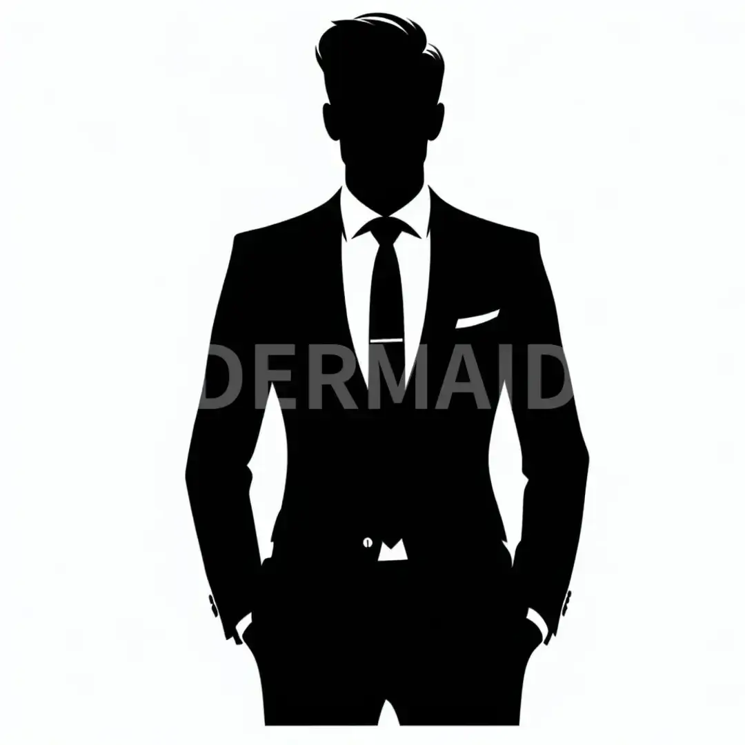 シルエットイラスト - どんなイラストを生成したい？: スーツを着た長身の男性 - AI画像 クラウドワークスAI