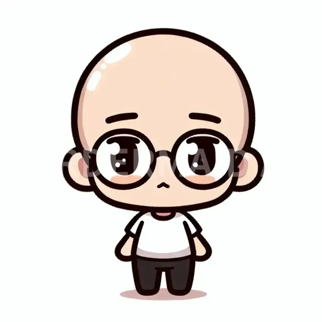 ちびキャラ - どんなちびキャラを生成したい？: メガネで坊主の男の子 - AI画像 クラウドワークスAI