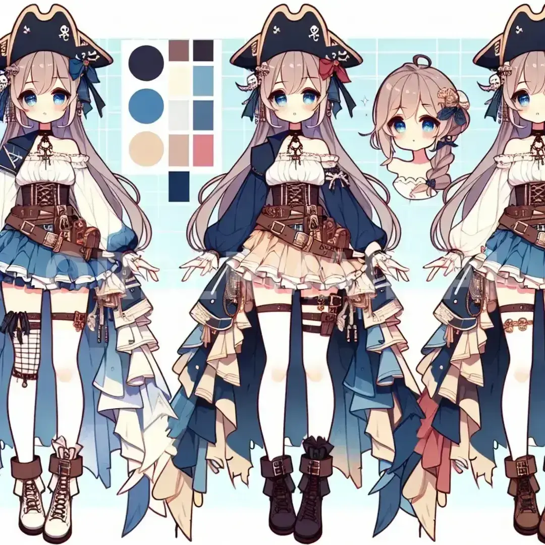 Vtuberの立ち絵メーカー - どんなイラストを生成したい？: 海賊の女の子 - AI画像 クラウドワークスAI