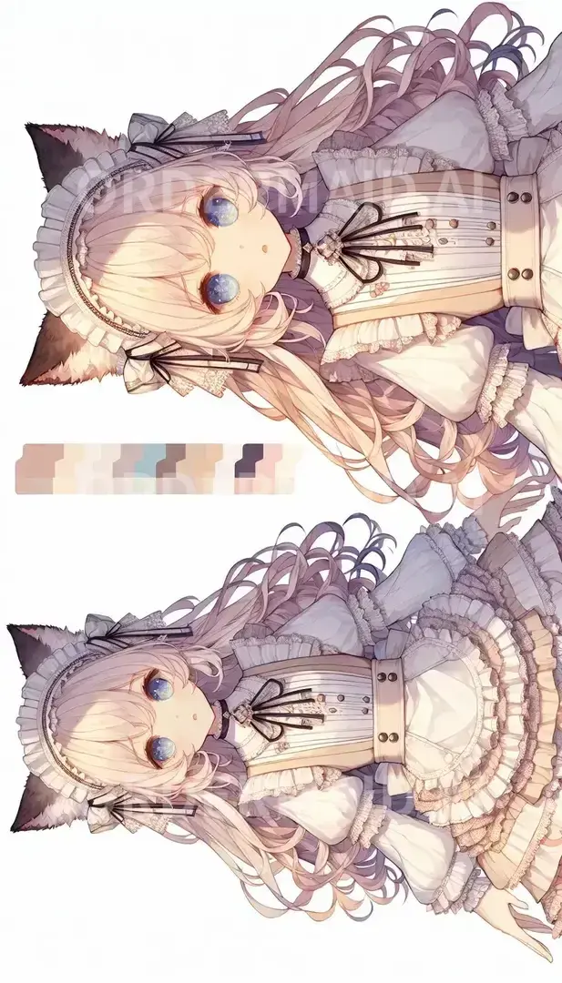 Vtuberの立ち絵メーカー - どんなイラストを生成したい？: 猫耳メイド - AI画像 クラウドワークスAI