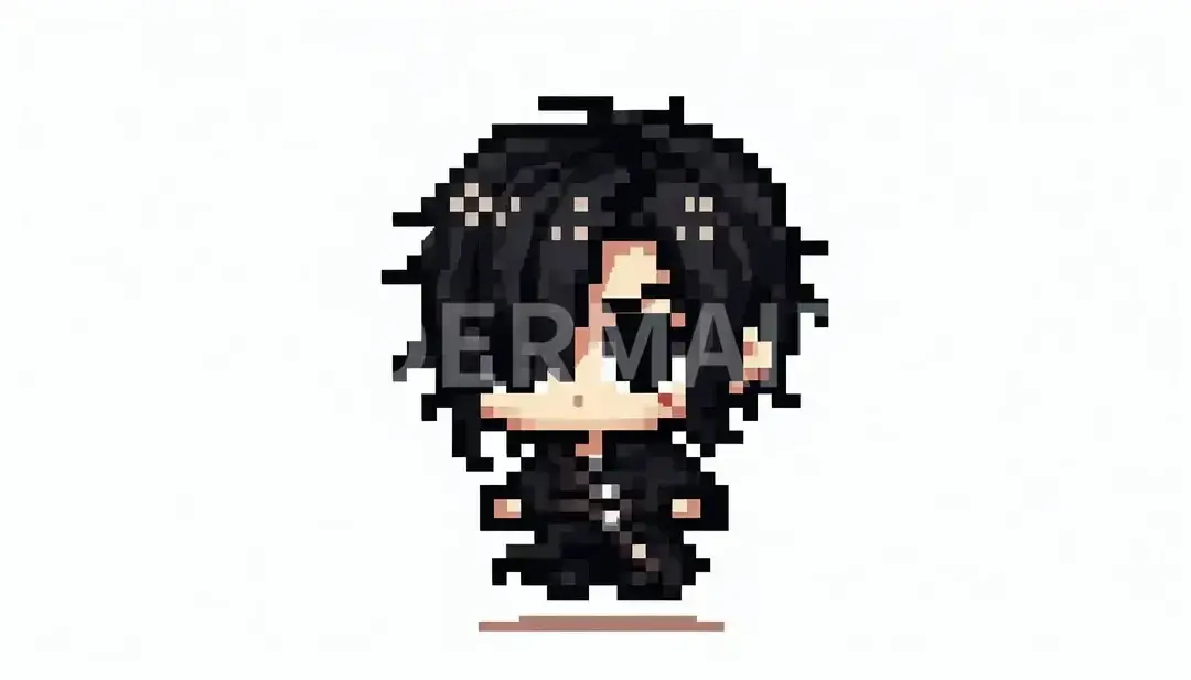 ちびキャラ（ドット絵） - どんなちびキャラを生成したい？: 黒髪のリスカ跡のある地雷系 - AI画像 クラウドワークスAI