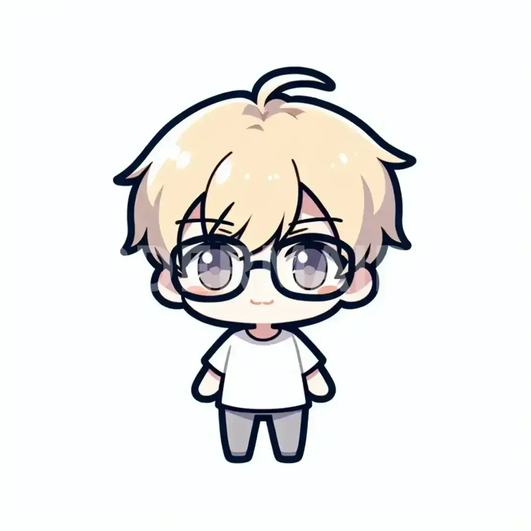 ちびキャラ - どんなちびキャラを生成したい？: 金髪眼鏡の男の子 - AI画像 クラウドワークスAI