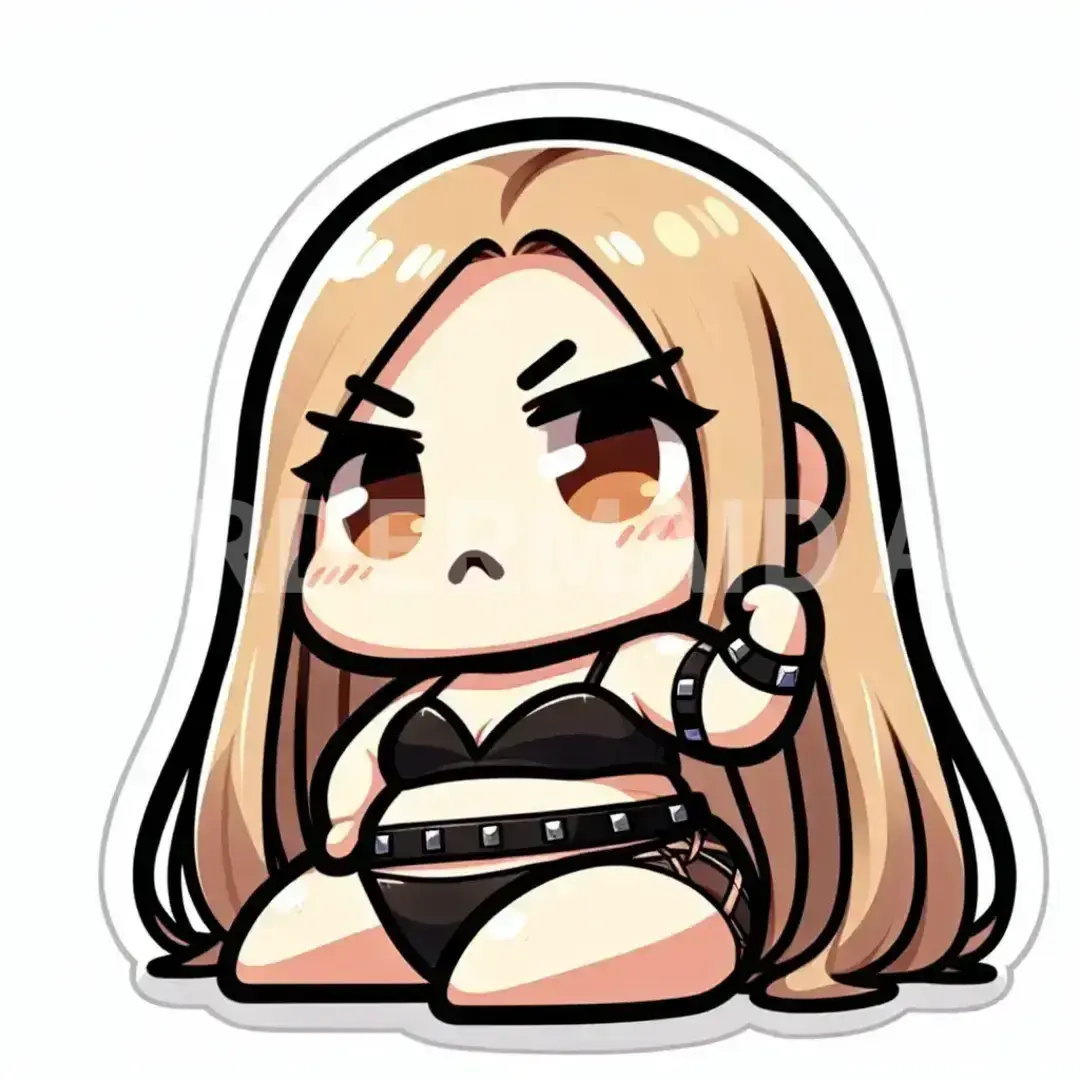 ちびキャラ - どんなちびキャラを生成したい？: 金髪巨乳ギャル　ヤンキー座り - AI画像 クラウドワークスAI