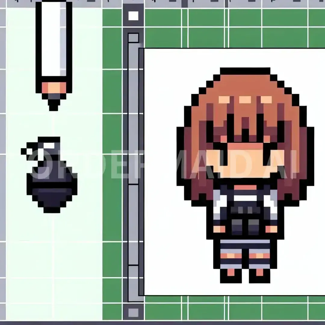 ちびキャラ（ドット絵） - どんなちびキャラを生成したい？: 地雷系の女の子 - AI画像 クラウドワークスAI