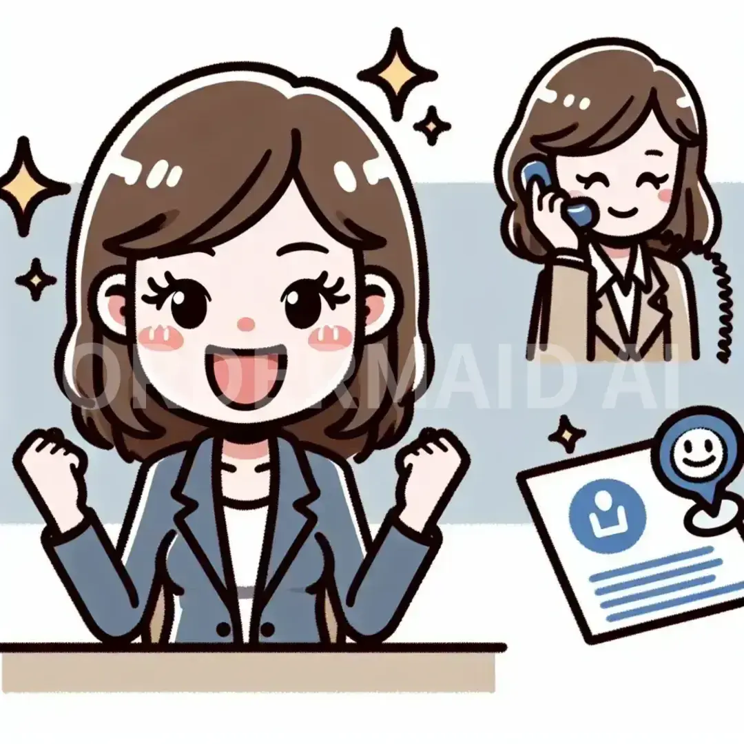 女性サラリーマンのイラスト - どんなポーズを生成したい？: 問題が解決して喜んでいる女性 - AI画像 クラウドワークスAI