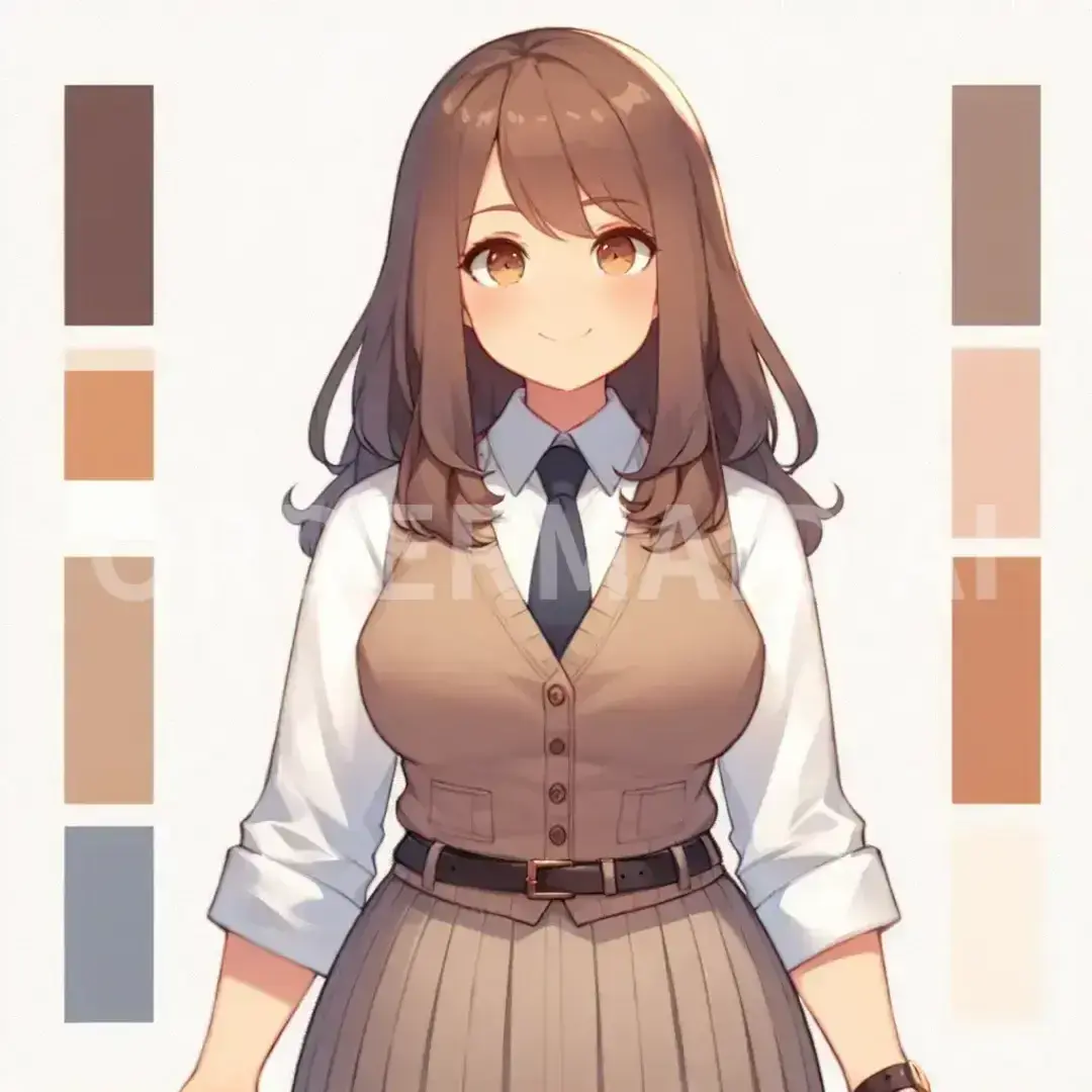 Vtuberの立ち絵メーカー - どんなイラストを生成したい？: おデブ教師　女性 - AI画像 クラウドワークスAI