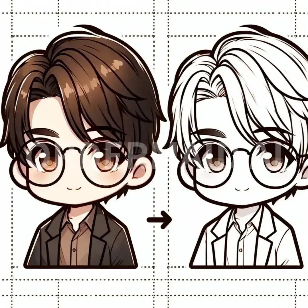 ちびキャラ - どんなちびキャラを生成したい？: 横分けで丸メガネをつけているイケメン - AI画像 クラウドワークスAI