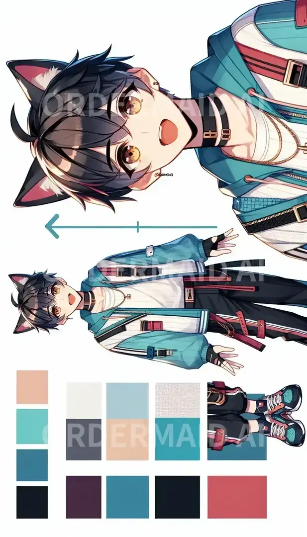 Vtuberの立ち絵メーカー - どんなイラストを生成したい？: 男子中学生の歌い手 - AI画像 クラウドワークスAI